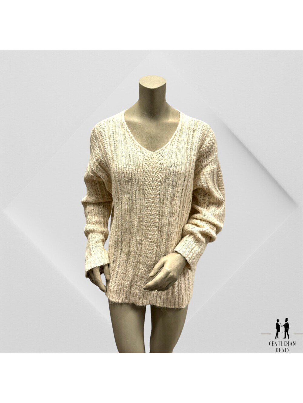 VTG CP Shades Sweater Womens M Oversized beige Knit Olive Alpaca Kid Mohair